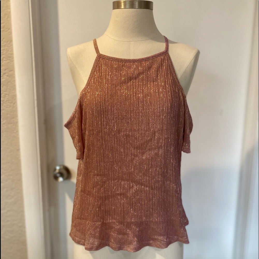 🛍️🛍️🛍️Forever 21 Knit Top/Off Shoulder, Blush, Shimmery, sz S,NWT